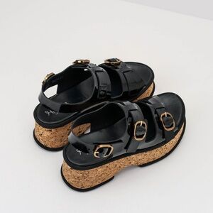 NWOB Homers Black Leather Sandals